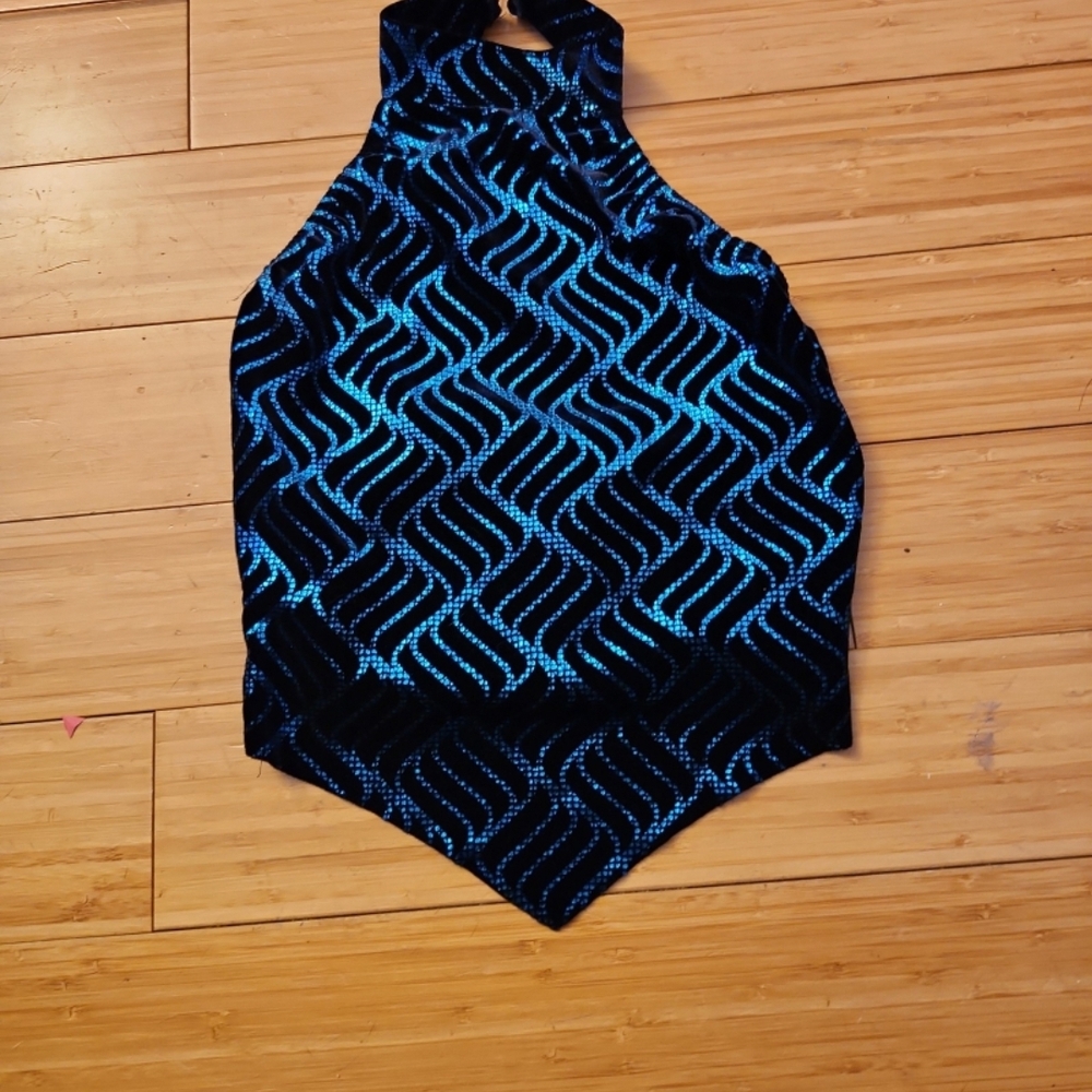 Blue and Black Halter Top